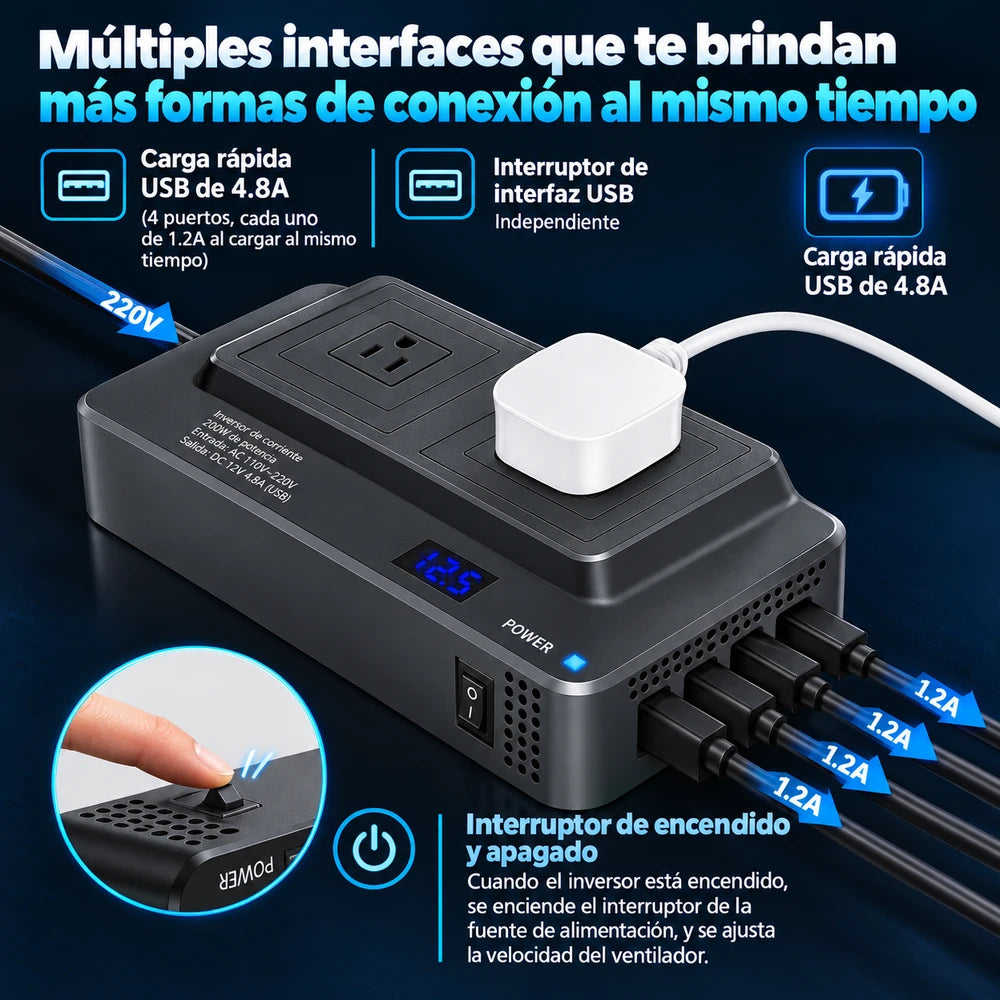 Convertidor de corriente de 12v a 110v para carro